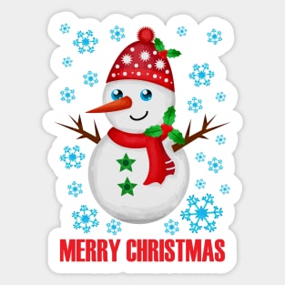 Merry Christmas Snowman and snowflakes Sticker